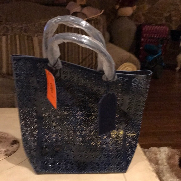 Tory Burch Tote Bag Navy NWT - Picture 2 of 6